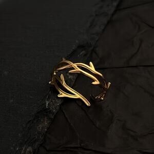 Unisex Silver Crown of Thorn Ring – Adjustable Gothic Crown Jewelry - GOLD